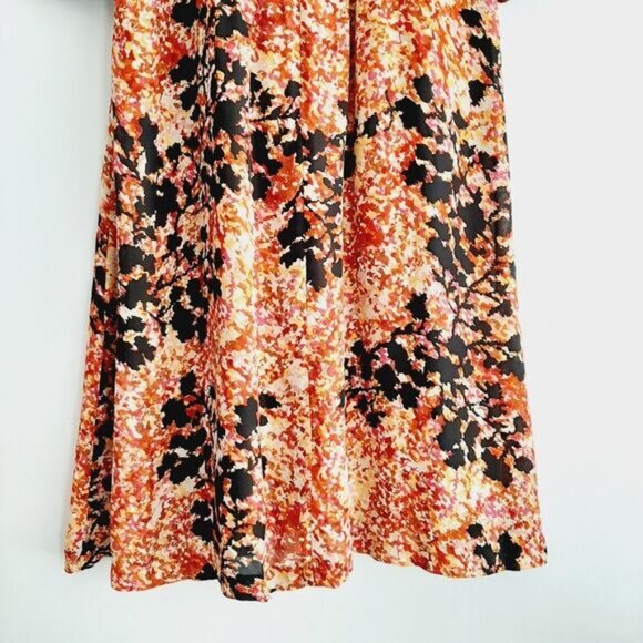 KENZIE Pretty / 100% Silk Flowy V-Neck Midi Knee Length Dress Abstract Floral M - Picture 12 of 15